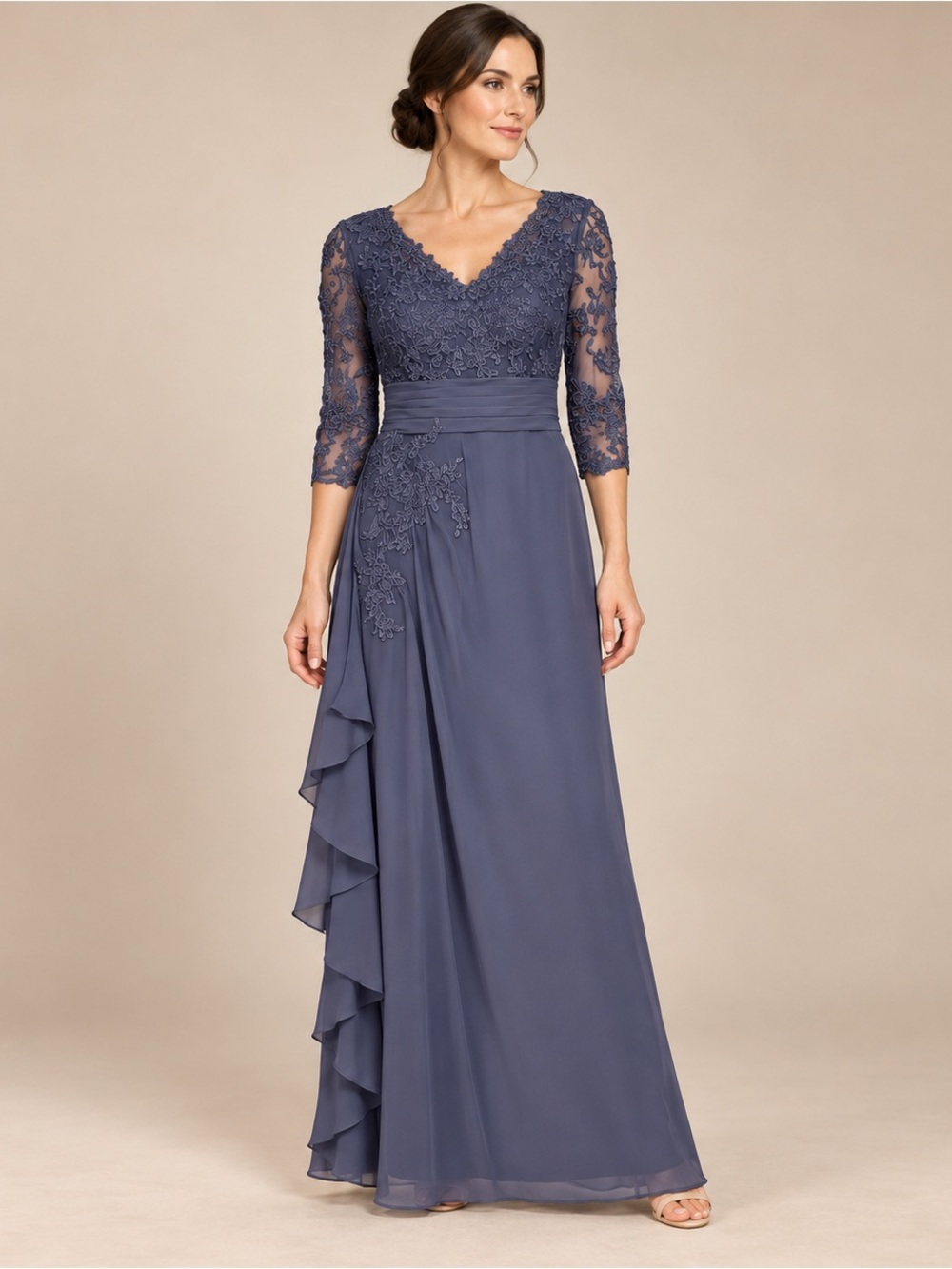 JJ’s House Mother of Bride Lace Chiffon Formal Evening Gown L wedding guest